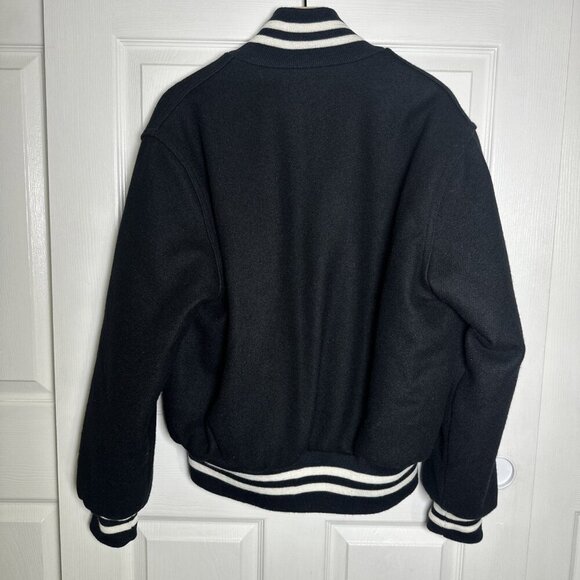 VTG Holloway Mens Large Black Varsity Jacket Original Wool Retro 90s Y2K USA - Picture 2 of 16